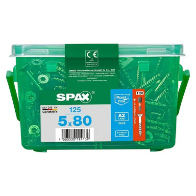 Šroub se zapuštěnou hlavou SPAX T-Star Plus, nerezová ocel A2, 125 ks - A