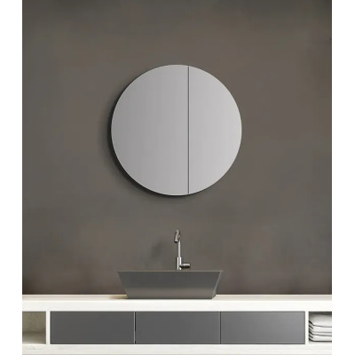 Zrcadlová skříňka Aluminio Round, ø 60 × 10 cm, stříbrná - A