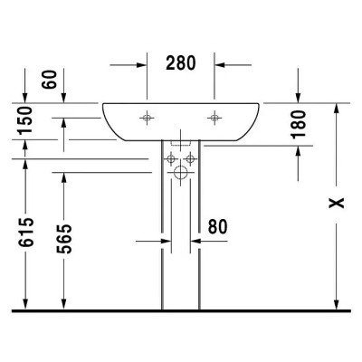Umyvadlo DURAVIT D-Code, 65 x 50 cm, bez speciální glazury, otvor pro baterii: uprostřed, s přepadem, bílé - B Umyvadlo DURAVIT D-Code, 65 x 50 cm, bez speciální glazury, otvor pro baterii: uprostřed, s přepadem, bílé - B
