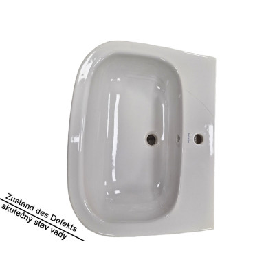 Umyvadlo DURAVIT D-Code, 65 x 50 cm, bez speciální glazury, otvor pro baterii: uprostřed, s přepadem, bílé - B Umyvadlo DURAVIT D-Code, 65 x 50 cm, bez speciální glazury, otvor pro baterii: uprostřed, s přepadem, bílé - B