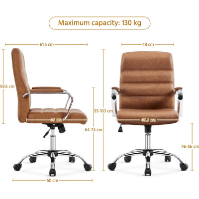 Kancelářská židle 591884 retro brown, ergonomická kancelářská židle, otočná židle s kolečky - A