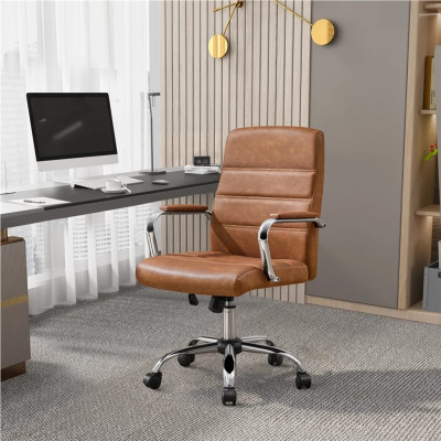 Kancelářská židle 591884 retro brown, ergonomická kancelářská židle, otočná židle s kolečky - A