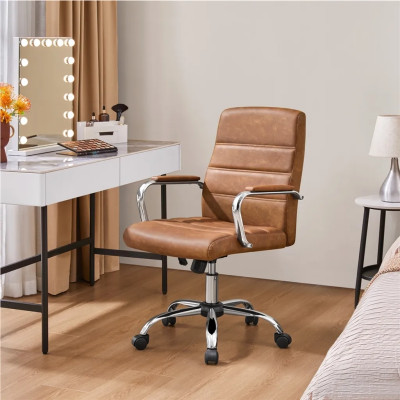 Kancelářská židle 591884 retro brown, ergonomická kancelářská židle, otočná židle s kolečky - A