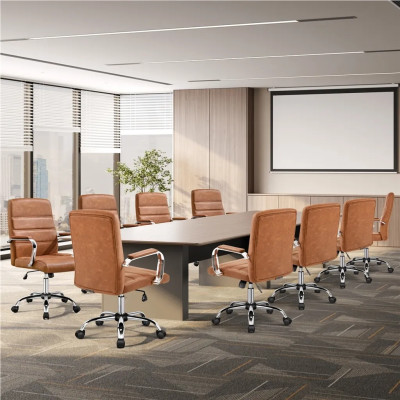 Kancelářská židle 591884 retro brown, ergonomická kancelářská židle, otočná židle s kolečky - A