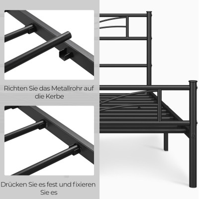 Rám postele 614960 black, kovový, 140 x 200 cm, černá - A