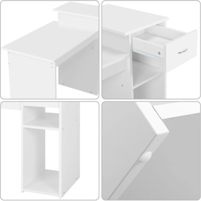 Kancelářský počítačový stůl 614378 white, 112 x 82 x 50 cm se zásuvkou, 2 police z MDF, bílý - B Kancelářský počítačový stůl 614378 white, 112 x 82 x 50 cm se zásuvkou, 2 police z MDF, bílý - B