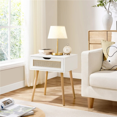 Noční stolek z ratanu 592827 white, bílý - B