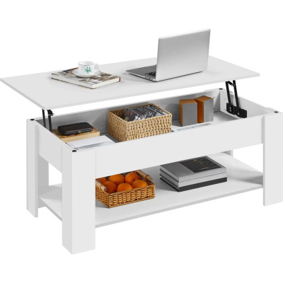 Konferenční stolek 614136 white, s úložnými přihrádkami - B