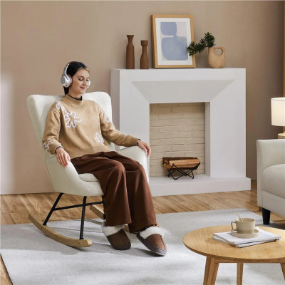 Houpací křeslo se skládacím opěradlem 592712 white, až 136 kg, bílé - B