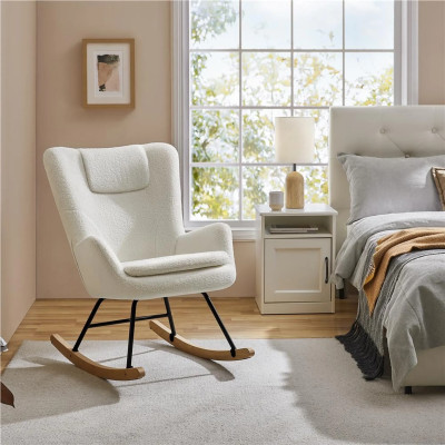 Houpací křeslo se skládacím opěradlem 592712 white, až 136 kg, bílé - B