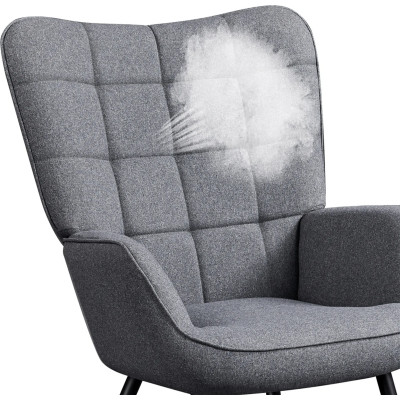 Křeslo s podnožkou 614002 dark gray, čalouněné, kovové, šedé - A