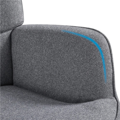 Křeslo s podnožkou 614002 dark gray, čalouněné, kovové, šedé - A