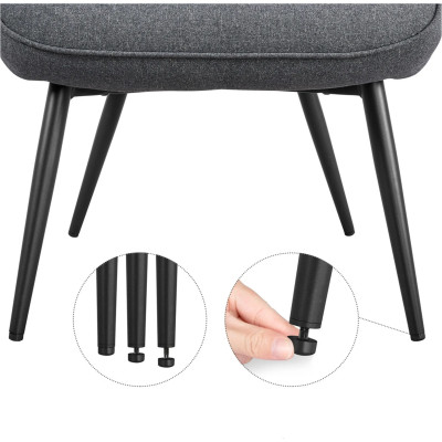 Křeslo s podnožkou 614002 dark gray, čalouněné, kovové, šedé - A