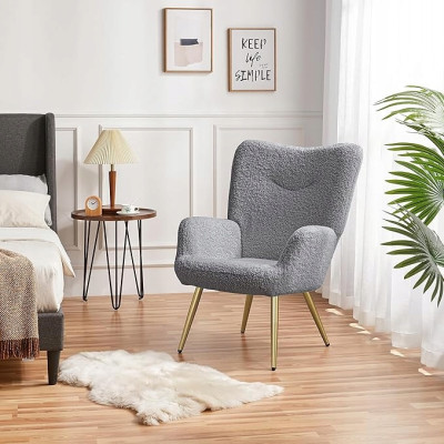 Křeslo s opěradlem 592303 gray, kovový rám, šedé - A
