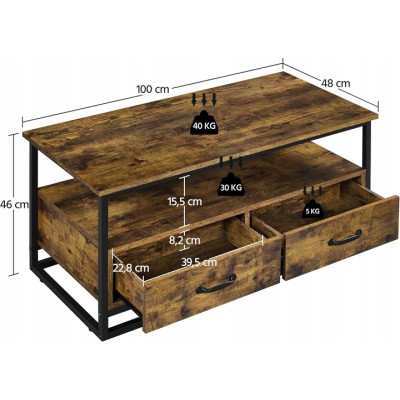 Odkládací stolek 614397 rustic brown, 100 x 48 x 46 cm, hnědý - A Odkládací stolek 614397 rustic brown, 100 x 48 x 46 cm, hnědý - A