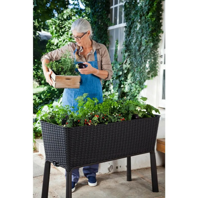 Vyvýšený záhon Easy Growing, 114 x 49,3 x 75,7 cm, plast, tmavě šedá - B
