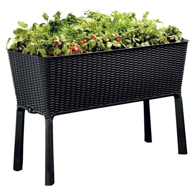 Vyvýšený záhon Easy Growing, 114 x 49,3 x 75,7 cm, plast, tmavě šedá - B