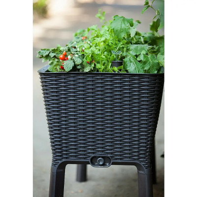 Vyvýšený záhon Easy Growing, 114 x 49,3 x 75,7 cm, plast, tmavě šedá - B