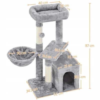 Škrabadlo pro kočky 592975 light gray, 87 cm, šedé - B