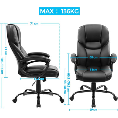 Kancelářská židle 613890 black, černá, houpací funkce, do 136 kg - N