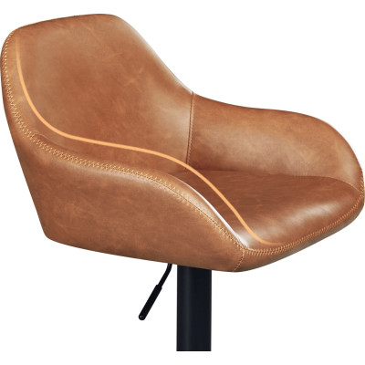 Sada 2 barových židlí 612654 retro brown, z umělé kůže a kovu - B