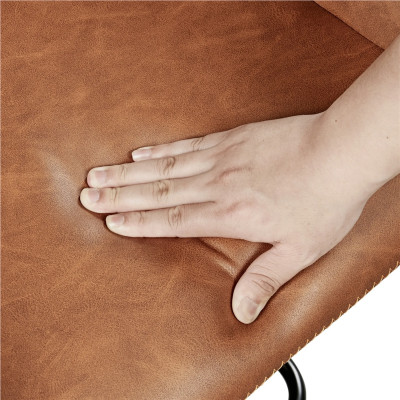 Sada 2 barových židlí 612654 retro brown, z umělé kůže a kovu - B