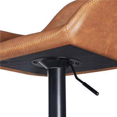Sada 2 barových židlí 612654 retro brown, z umělé kůže a kovu - B