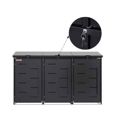 Přístřešek na popelnice D04GW3, na 3 popelnice, celokovový kryt