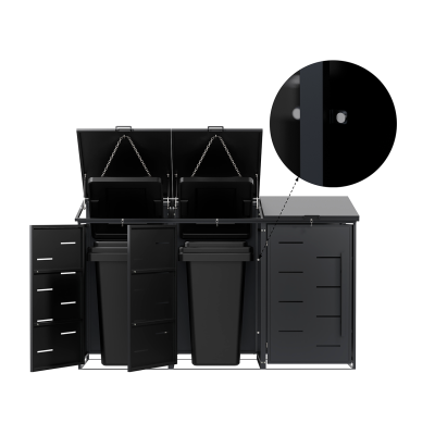 Přístřešek na popelnice D04GW3, na 3 popelnice, celokovový kryt