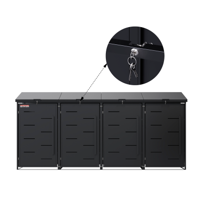 Přístřešek na popelnice D04GW3, na 3 popelnice, celokovový kryt