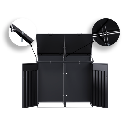 Přístřešek na popelnice D04GW3, na 3 popelnice, celokovový kryt