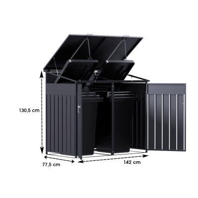 Přístřešek na popelnice D04GW3, na 3 popelnice, celokovový kryt