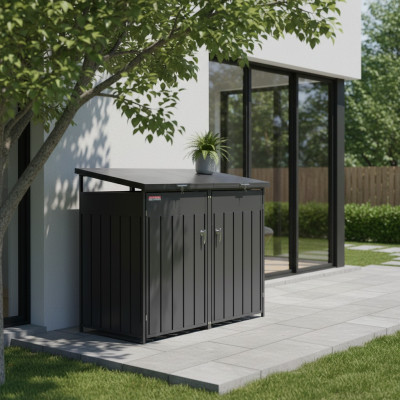 Přístřešek na popelnice D04GW3, na 3 popelnice, celokovový kryt