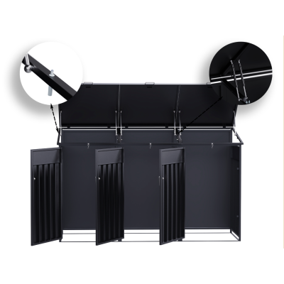 Přístřešek na popelnice D04GW3, na 3 popelnice, celokovový kryt