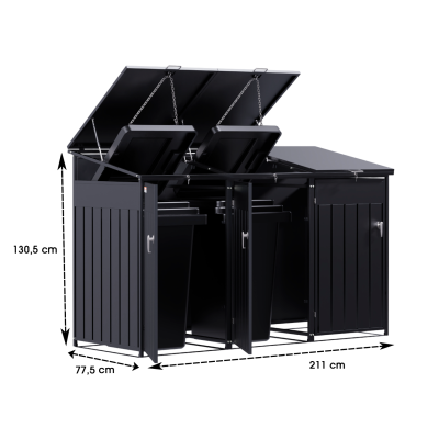 Přístřešek na popelnice D04GW3, na 3 popelnice, celokovový kryt