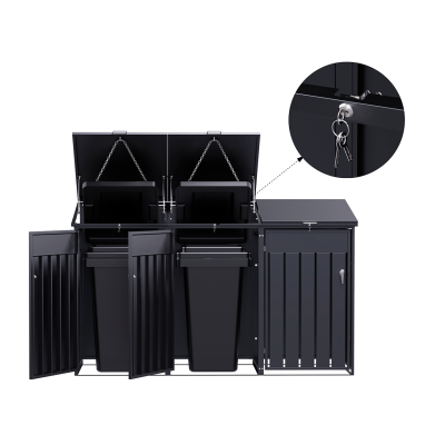 Přístřešek na popelnice D04GW3, na 3 popelnice, celokovový kryt