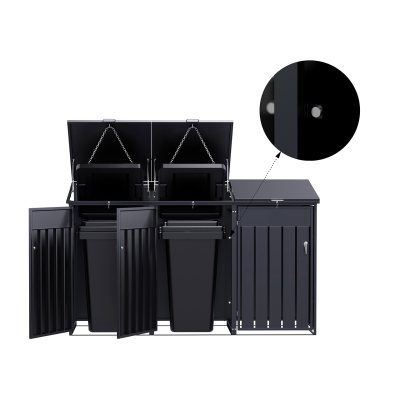 Přístřešek na popelnice D04GW3, na 3 popelnice, celokovový kryt