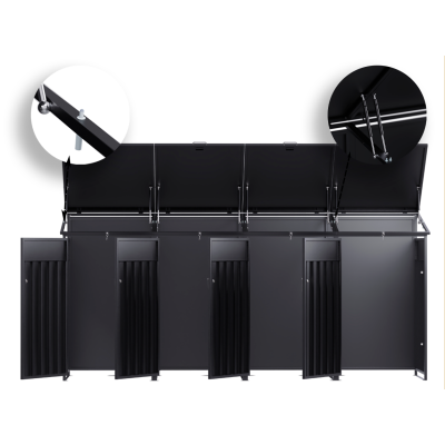 copy of Přístřešek na popelnice D04GW3, na 3 popelnice, celokovový kryt, moderní, antracit/hnědý - N