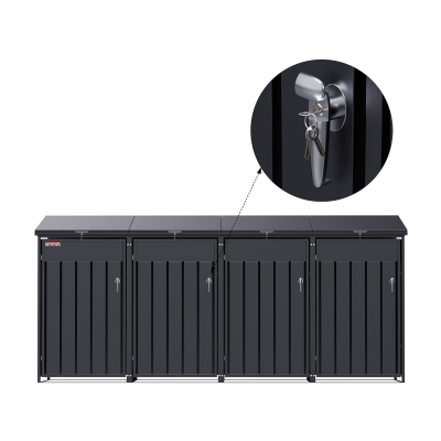 copy of Přístřešek na popelnice D04GW3, na 3 popelnice, celokovový kryt, moderní, antracit/hnědý - N