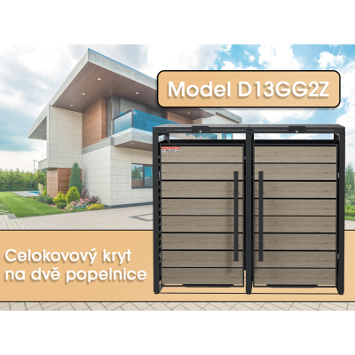 Přístřešek na popelnice D04GW3, na 3 popelnice, celokovový kryt