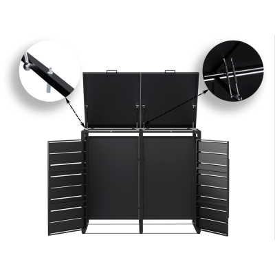 Přístřešek na popelnice D04GW3, na 3 popelnice, celokovový kryt