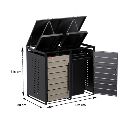 Přístřešek na popelnice D04GW3, na 3 popelnice, celokovový kryt