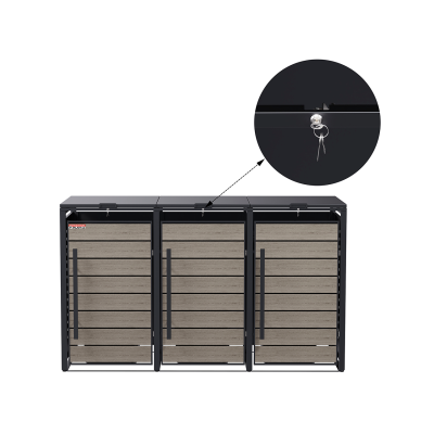 copy of Přístřešek na popelnice D04GW3, na 3 popelnice, celokovový kryt, moderní, antracit/hnědý - N