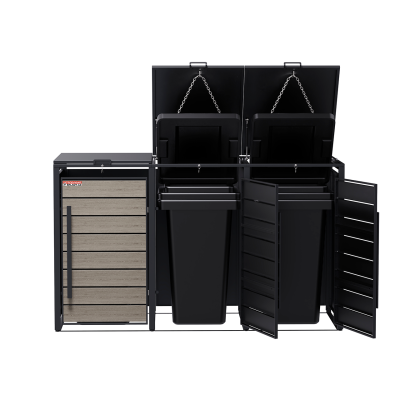 Přístřešek na popelnice D04GW3, na 3 popelnice, celokovový kryt