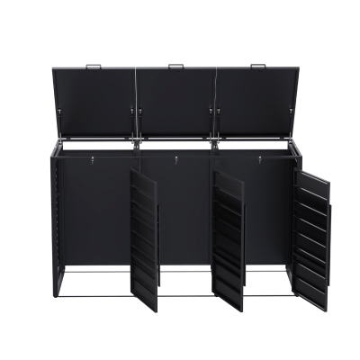 Přístřešek na popelnice D04GW3, na 3 popelnice, celokovový kryt