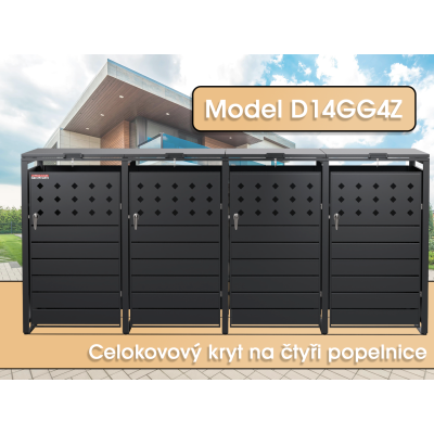 copy of Přístřešek na popelnice D04GW3, na 3 popelnice, celokovový kryt, moderní, antracit/hnědý - N