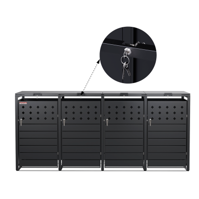 Přístřešek na popelnice D04GW3, na 3 popelnice, celokovový kryt