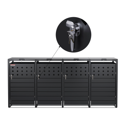 Přístřešek na popelnice D04GW3, na 3 popelnice, celokovový kryt