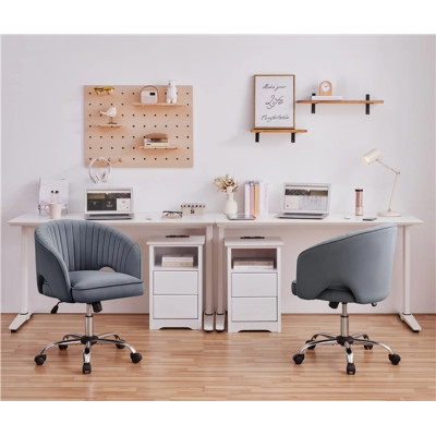 Kancelářská židle 592614 dark gray, otočná o 360°, funkce houpání, područky, šedá - A