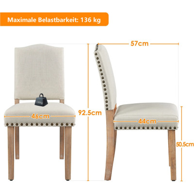 Sada 2 jídelních židlí 592496 beige, moderní, čalouněné, béžová - A Sada 2 jídelních židlí 592496 beige, moderní, čalouněné, béžová - A